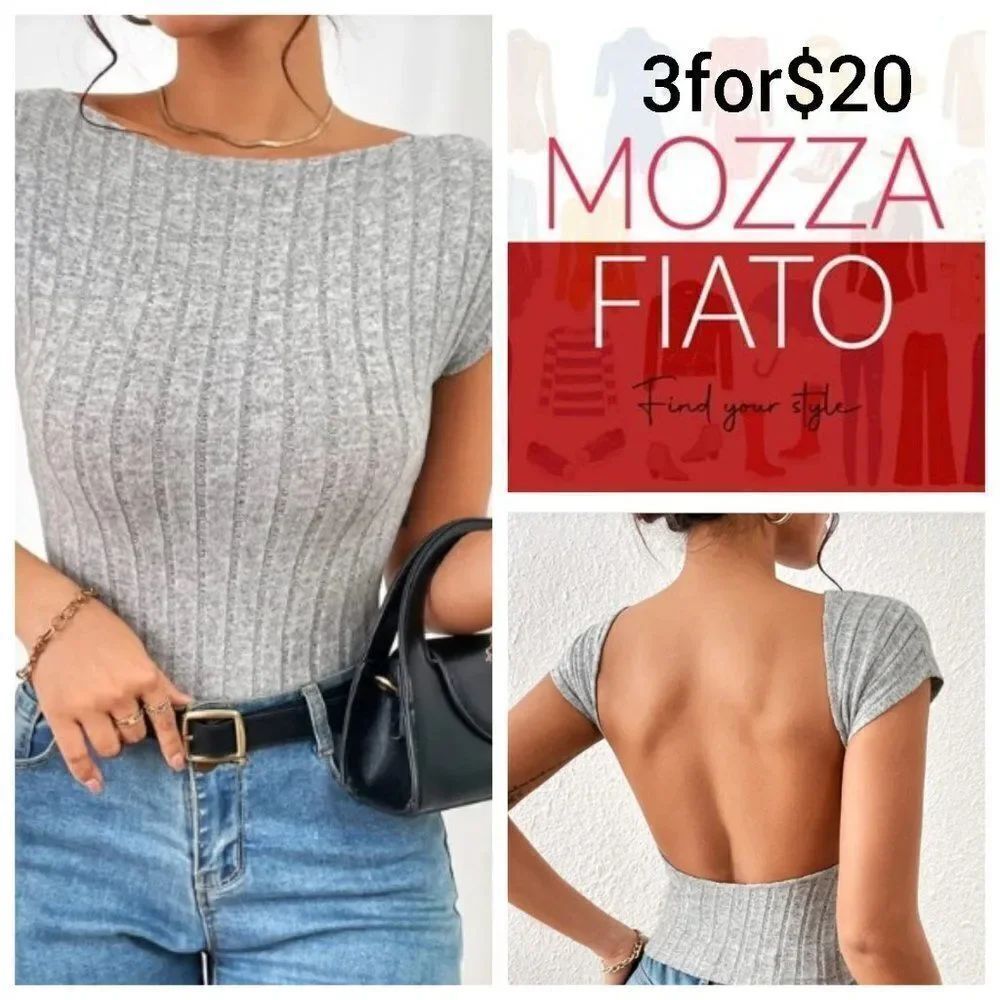 3FOR$20 NWT SHEIN Privé Solid Backless Crop Tee